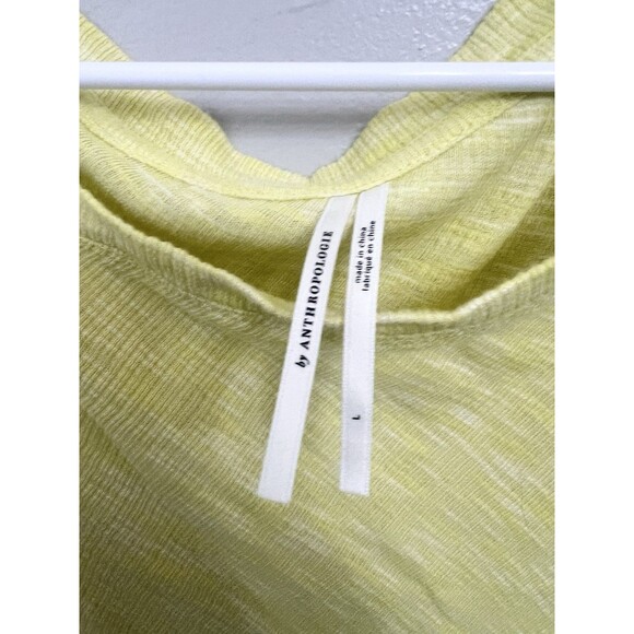 Anthropologie Yellow Slub Drop Shoulder Sweatshirt Lightweight Large Sweater Top - Picture 5 of 9